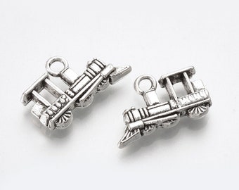 Train Charms Antiqued Silver Train Charms Locomotive Charms Conductor Charms Choo Choo Train 10pcs PREORDER