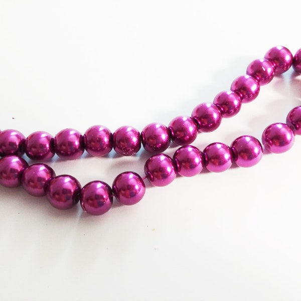 10mm Glass Pearls Orchid Purple Glass Pearls Glass Beads 10mm Beads Bulk Beads 32" 85 pieces