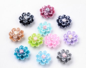 Tiny Flower Cabochons Assorted Flower Flatbacks Flat Back Flowers Resin Flowers Resin Cabochons Flatbacks Assorted Cabochons 10pc 10mm
