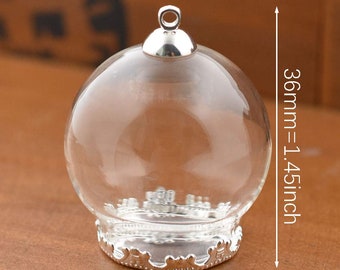 Empty Glass Ball Charms Glass Ball Pendants Glass Globe Pendants Crystal Ball Charms Clear Glass Pendants Kit 10pcs PREORDER