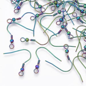 Fils de boucle d'oreille arc-en-ciel Fils d'oreille en acier inoxydable Fils d'oreille en acier inoxydable Résultats de boucle d'oreille Crochets de boucle d'oreille Crochets en acier inoxydable doré vieilli 10 pièces