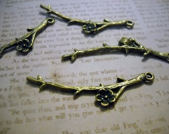 Branch Pendants-Bronze-Twig Charms-2 pieces-Tree Pendants