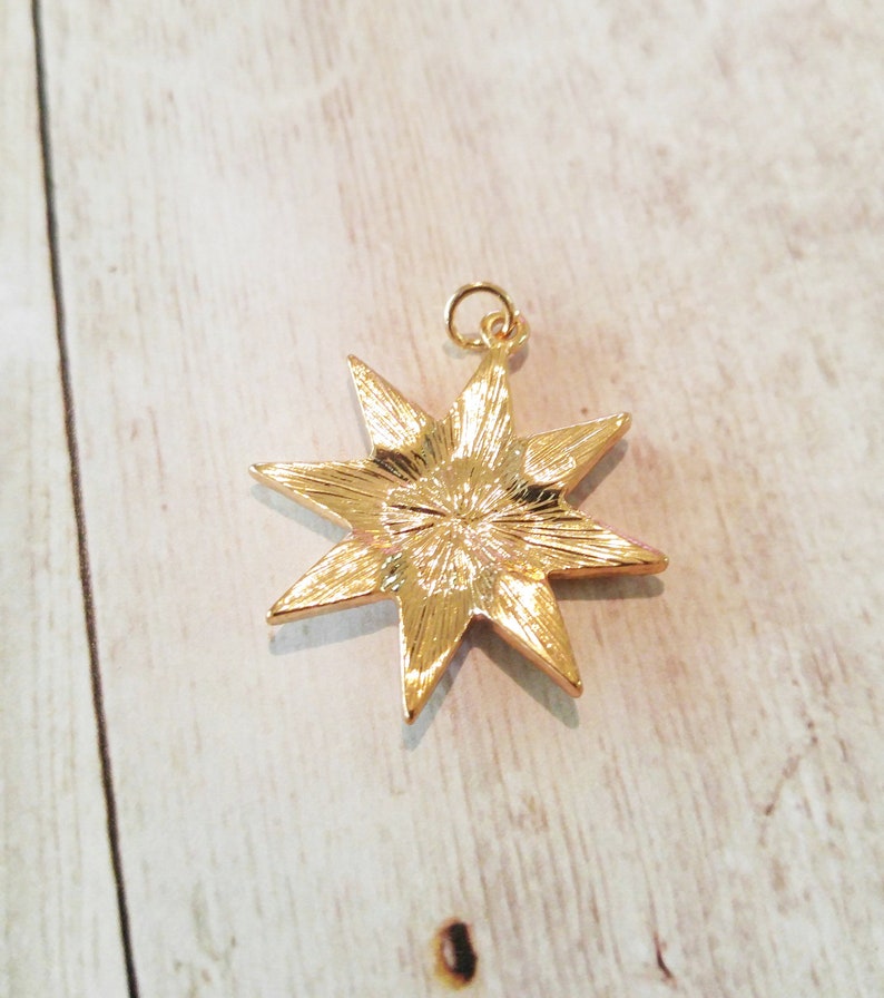 Gold Star Pendant Star Charm Rhinestone Star 8 Point Star | Etsy