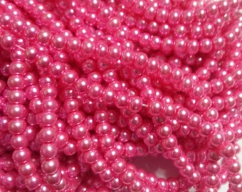 Pink Pearls Glass Pearls 4mm Beads 4mm Glass Beads Pink Pearl Beads Wholesale Beads Bulk Beads 32" Strand Pink Beads 216pcs