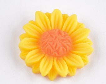 Sunflower Flatbacks Daisy Cabochons Resin Flower Cabochons Gerber Daisy Flower Flatbacks 6 pieces