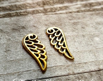 Angel Wing Charms Antiqued Gold Angel Wings Filigree Wing Charms 2 Sided Wings -10pcs-24mm