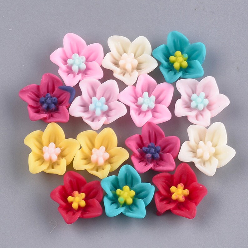 Flower Cabochons Resin Flowers Flower Flat Backs Resin Etsy