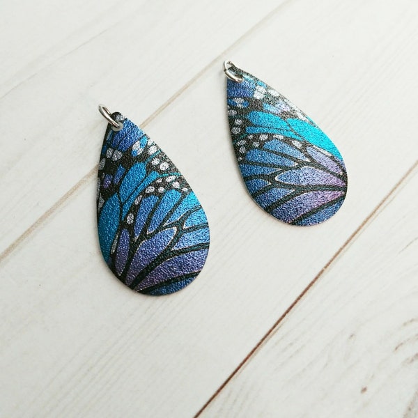 Butterfly Charms Enamel Charms Butterfly Pendants Butterfly Wing Charms Set with Jump Rings Teardrop Charms 2pcs PREORDER