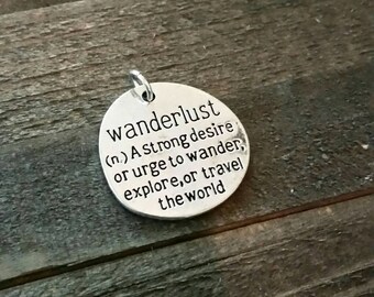 Word Charm Quote Charm Wanderlust Charm Gypsy Charm Silver Charm Silver Word Charm Wanderlust Pendant Word Pendant PREORDER