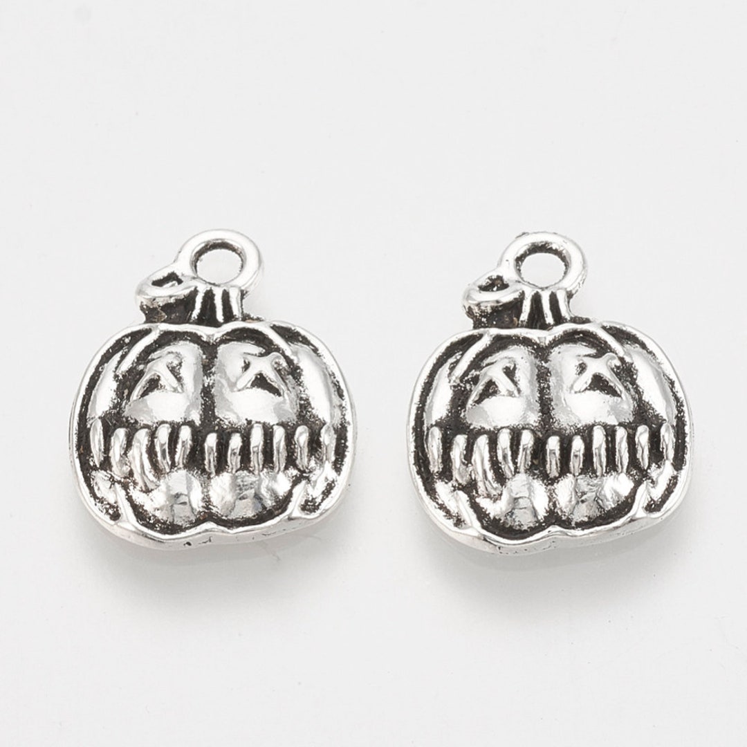 Pumpkin Charms Jack O Lantern Charms Antiqued Silver Charms Halloween ...