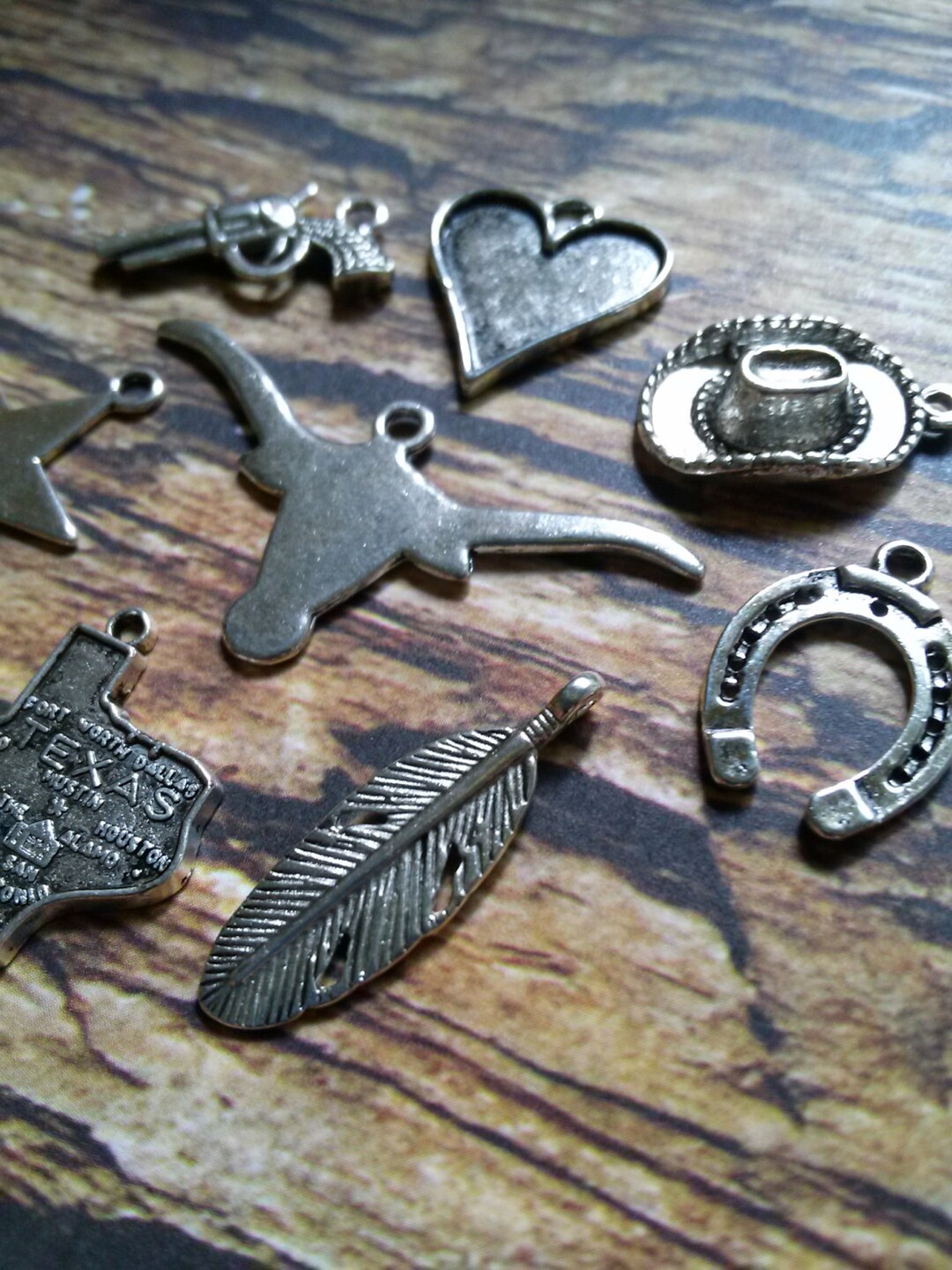 Assorted Charms Western Pendants Texas Charms Western Charms Texas Pendants Antiqued Silver
