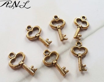 Key Charms Bulk Keys Skeleton Keys Antiqued Gold Keys Tiny Key Charms Miniature Keys Bulk Skeleton Keys Heart Keys 50 pieces