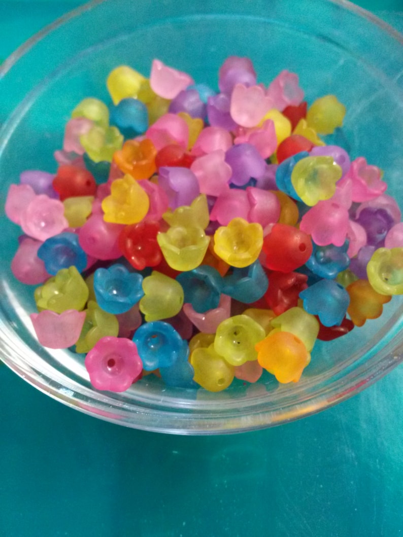 Flower Beads Acrylic Flower Beads BULK Beads Assorted Beads Etsy UK
