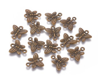 Butterfly Connector Charms Antiqued Bronze Butterfly Charms Butterfly Links Jewelry Supplies Link Charms 10pcs