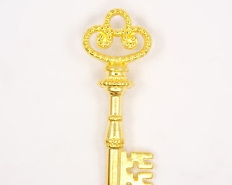 Gold Key Charms Shiny Gold Keys Gold Skeleton Keys Gold Key Pendants Steampunk Keys Trinity Keys 10pcs