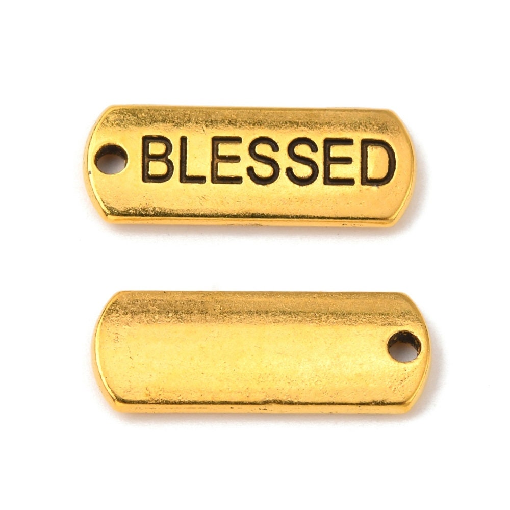 Blessed Charms Antiqued Gold Word Charms Inspirational Charms Religious ...