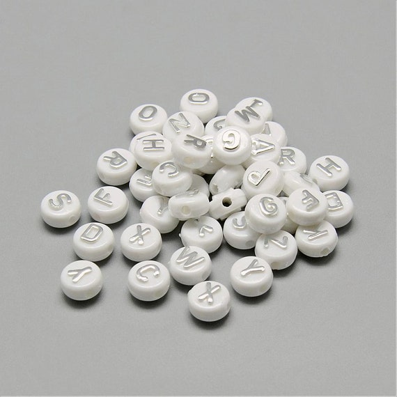 Letter Beads Alphabet Beads White Letter Beads White Alphabet