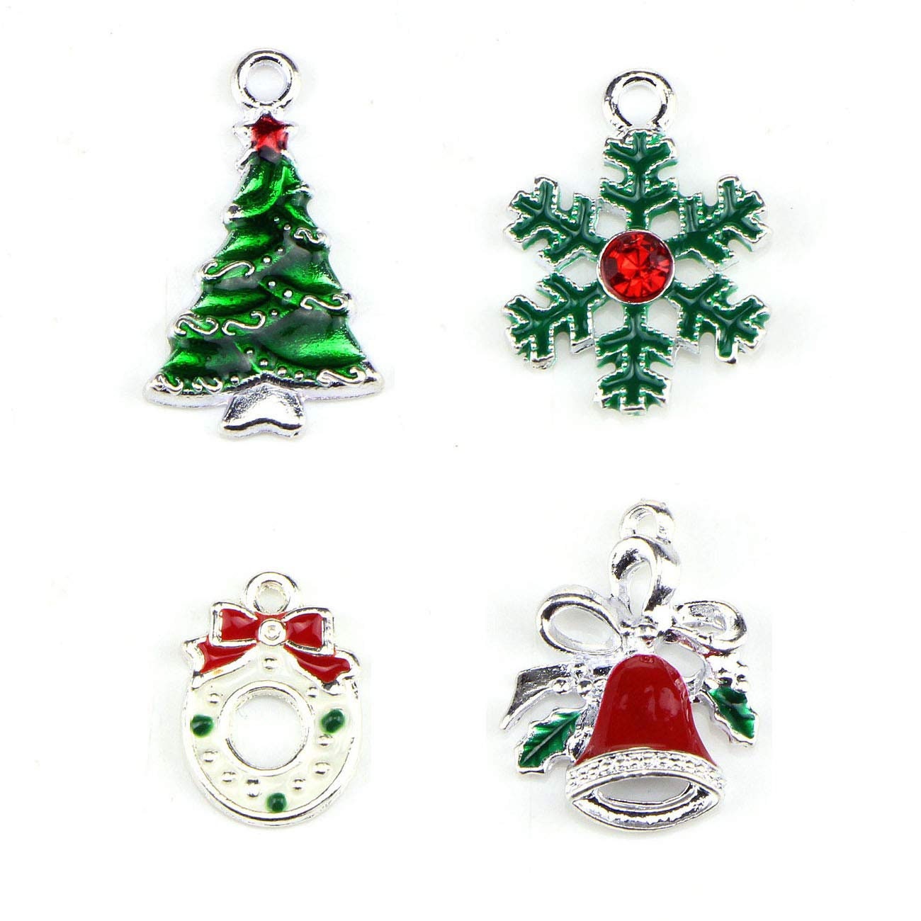 Christmas Charms Set Enamel Charms Assorted Charms Silver Etsy