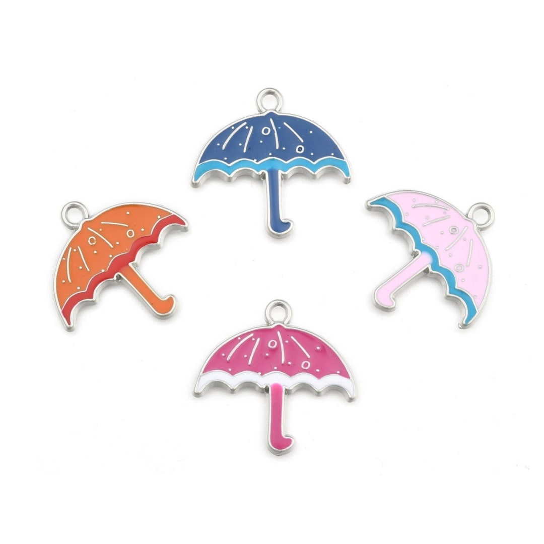 Enamel Umbrella Charms Assorted Lot Rainy Day Jewelry Enamel Charms