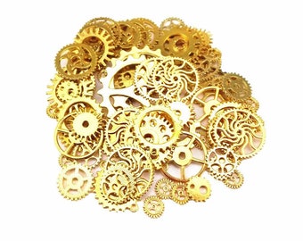 Clock Gears Clock Parts Clock Mechanism Brass Gears Gold Gears Metal Gears Steampunk Gears BULK Assorted Gears 10pcs
