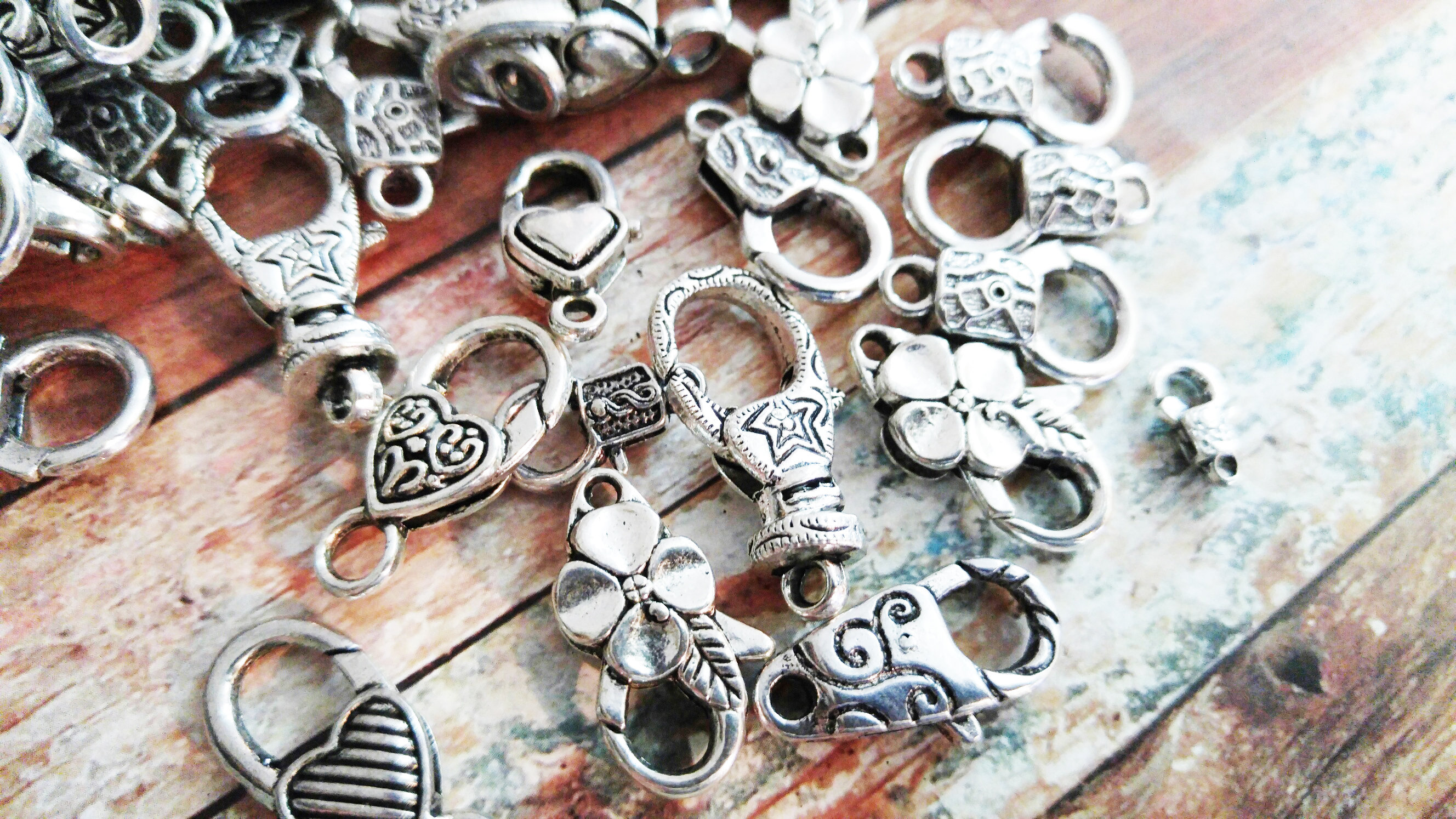 Clasps Antiqued Silver Clasps for Necklaces Assorted Clasps Large Lob…