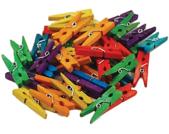 Miniature Clothespins Assorted Colors Bulk 40 pieces Wood Clothespins Wholesale