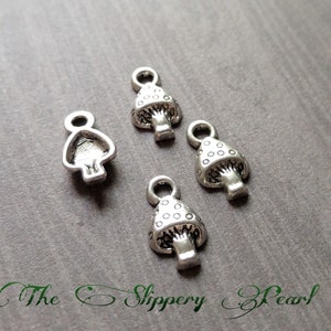 Mushroom Charms Antiqued Silver Charms Mushrooms Miniature Charms Bulk Charms 25 pieces Wholesale Charms Tiny Charms