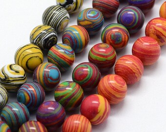 Marble Glass Beads Striped Glass Beads Assorted Beads Mix Faux Malachite Beads 8mm Beads Set 20pcs PREORDER