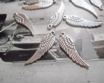 Angel Wing Charms Silver Angel Wings Silver Angel Charms Silver Charms BULK Charms Wholesale Charms 50 pieces