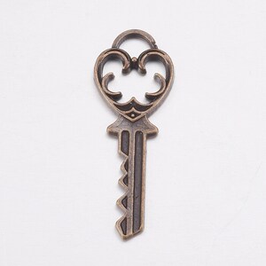 Heart Key Pendants Antiqued Copper Skeleton Keys Copper Keys 38mm Wholesale Keys 10 pieces Bulk Skeleton Keys Steampunk