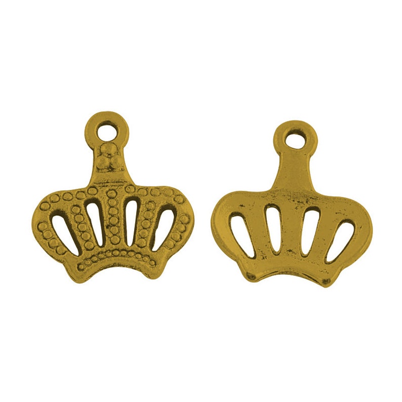 6 Crown charms antique bronze tone BC105