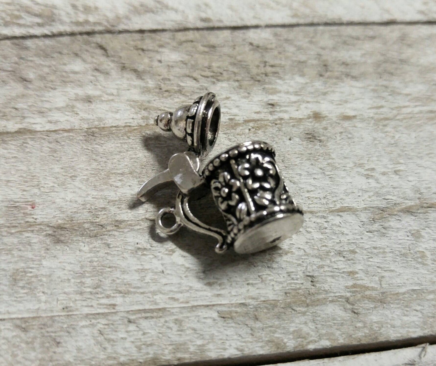 Beer Stein Pendant Beer Stein Charm Antiqued Silver Charm Etsy