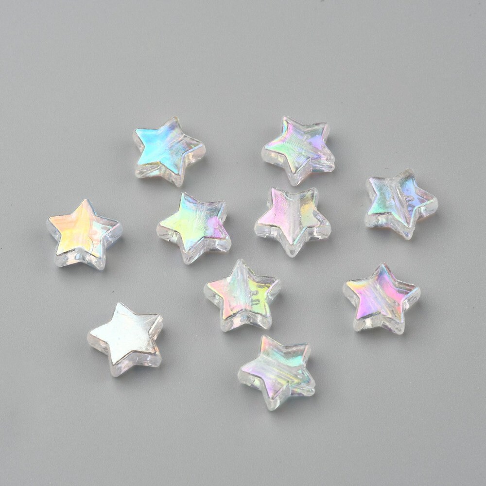100 PACK 20mm Transparent Star Acrylic Beads, 20x18mm, Mixed Color, Rainbow  Bead, Transparent Star Bead, Colorful, Faceted, 3mm Hole 