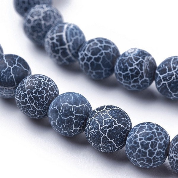 Dragon Vein Agate Beads Gemstone Beads Dark Blue Frosted Agate Beads Veined Agate Beads 8mm Beads 8mm Gemstones Round Beads 10pcs