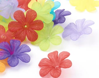 Large Flower Beads Acrylic Flower Beads Assorted Beads Frosted Beads Acrylic Beads Bulk Beads Wholesale Beads 24 pieces