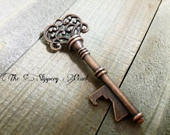 Sleutel flesopener hanger Skeleton Key Koperen sleutel Koperen Skeleton Key bruiloft gunst flesopener sleutel grote Skeleton Key 3 inch sleutel