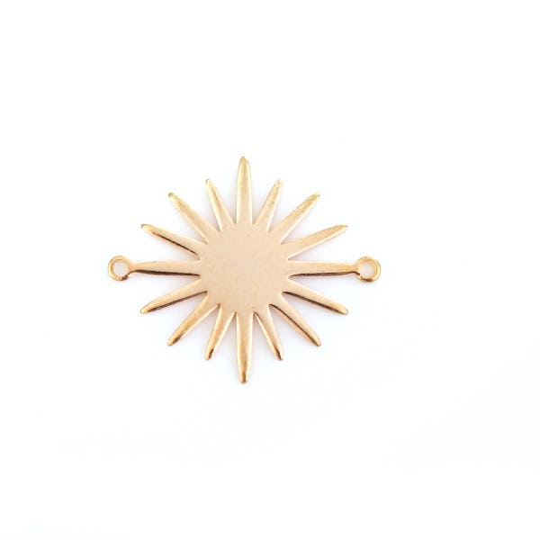 Sun Charm Gold Sun Pendant Connector Link Bracelet Connector Sun Stamping Blank Sunburst Charm 18mm