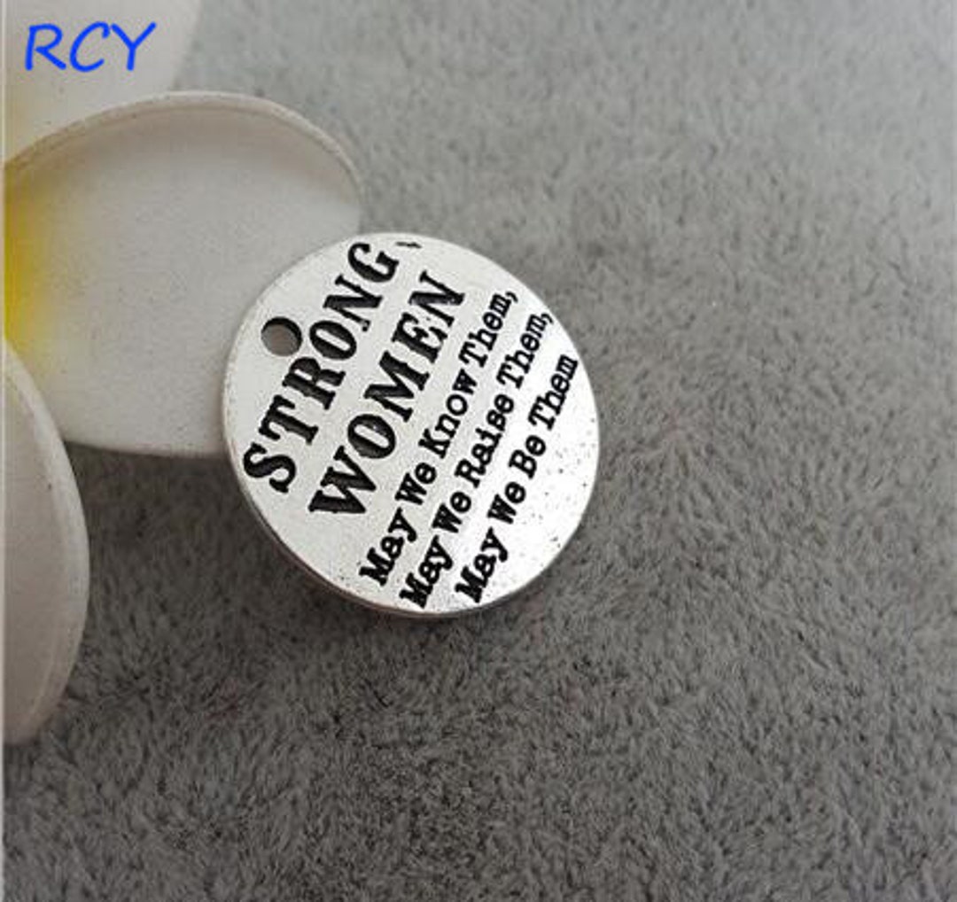 Quote Pendants Antiqued Silver Quote Charms Word Charms Strong Women
