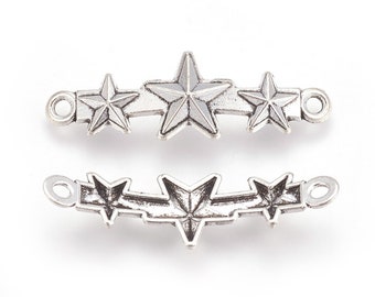 Star Charm Connectors Star Links Lone Star Charms 2 Hole Link Charms Texas Charms Western Charms Curved Connectors 2pcs 37mm