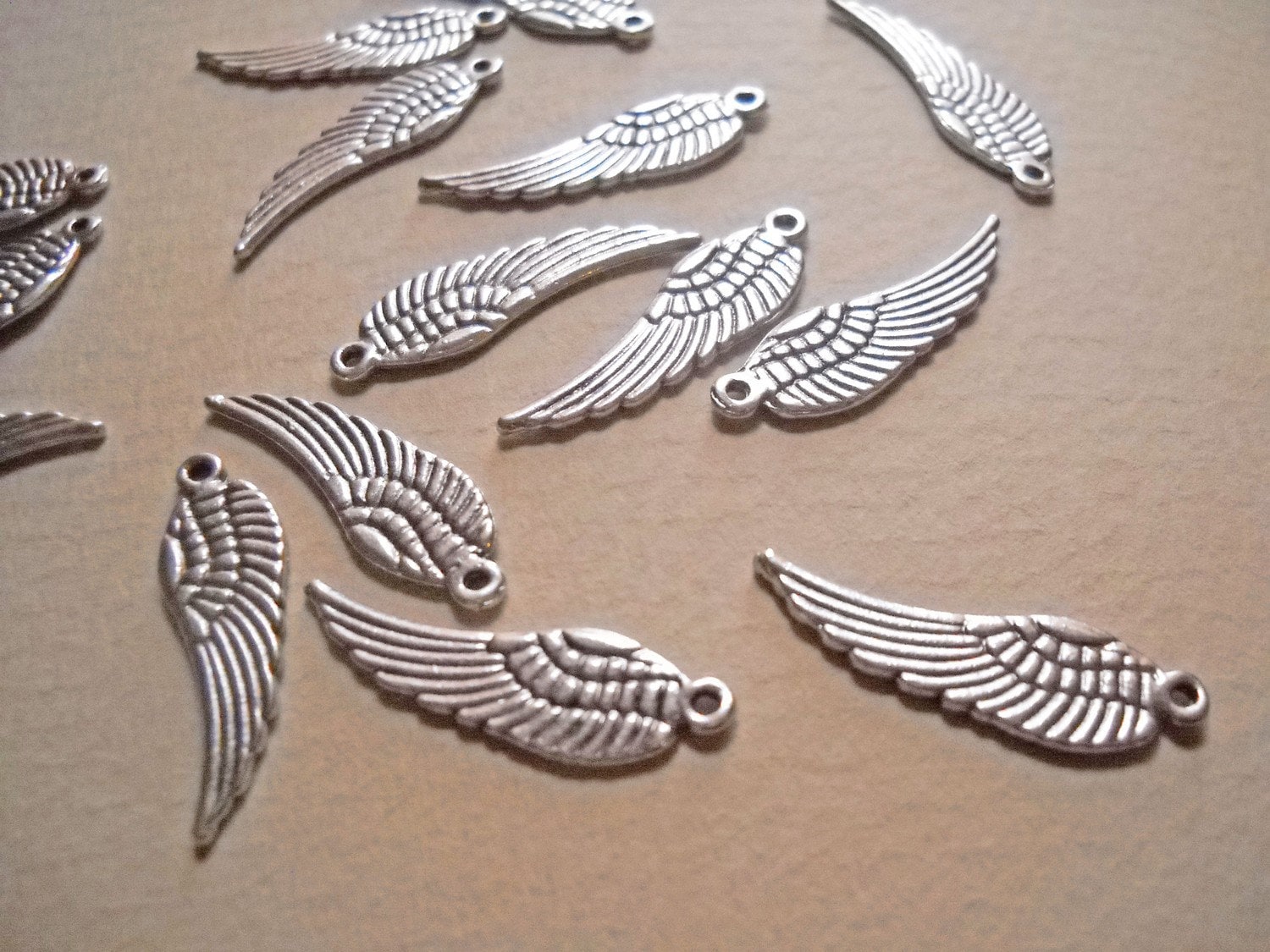 BULK Charms Angel Wing Charms 17mm Antiqued Silver Wholesale Charms 100 pieces 