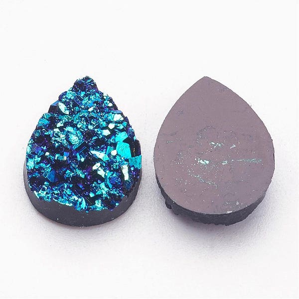 Druzy Cabochons Drusy Cabochons Blue Druzy Resin Druzy Blue Cabochons Resin Circle Flatbacks Druzy Flatbacks Flat Back Cabochons 6 pieces