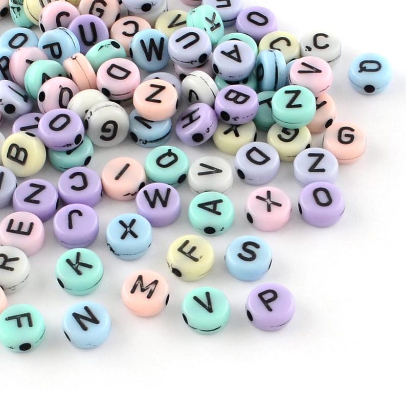 Buchstabenperlen Alphabet Perlen Sortierte Perlen Acrylperlen Acryl Buchstabenperlen Pastellperlen Grosshandel Perlen Schüttgut 50 Stück 7 mm B Bild 2