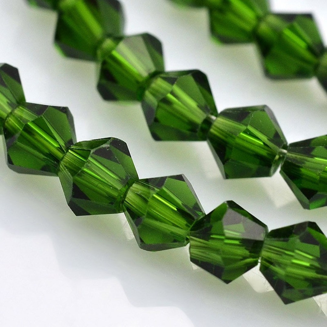 Glass Beads Bicone Beads Emerald Green Beads 4mm Crystal Beads Cone Beads 100 Pieces Bulk Etsy