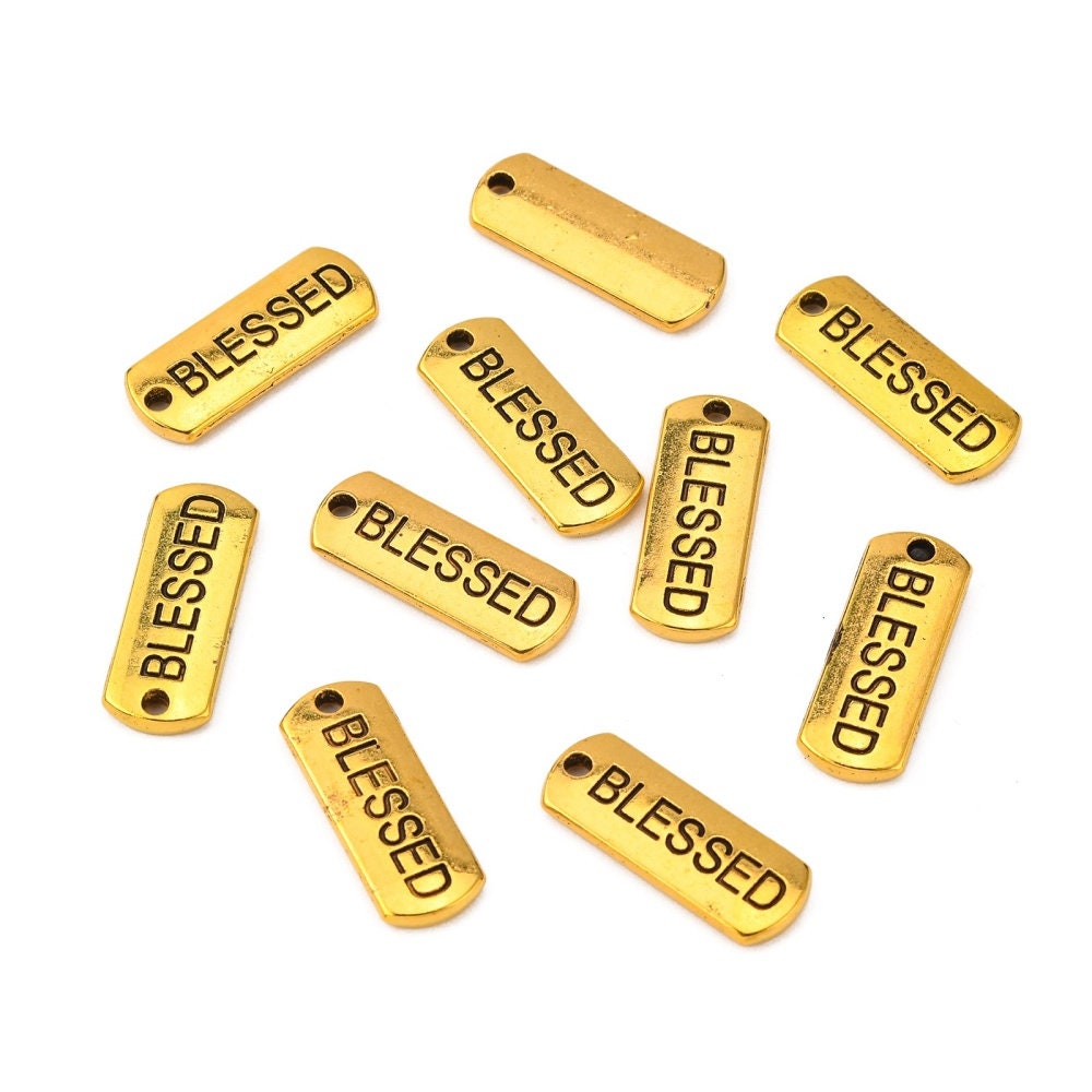 Blessed Charms Antiqued Gold Word Charms Inspirational Charms Religious ...