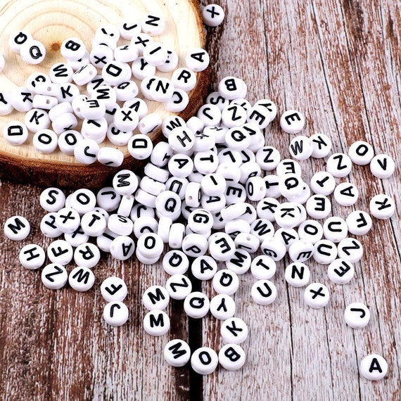 Letter Beads Alphabet Beads White Letter Beads White Alphabet Beads  Wholesale Beads Bulk Beads 50 pieces 6mm