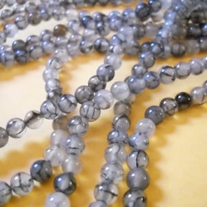 Dragon Vein Agate Beads Gemstone Beads Black Agate Beads Veined Agate Beads 6mm Beads 6mm Gemstones Round Beads Wholesale Beads BULK