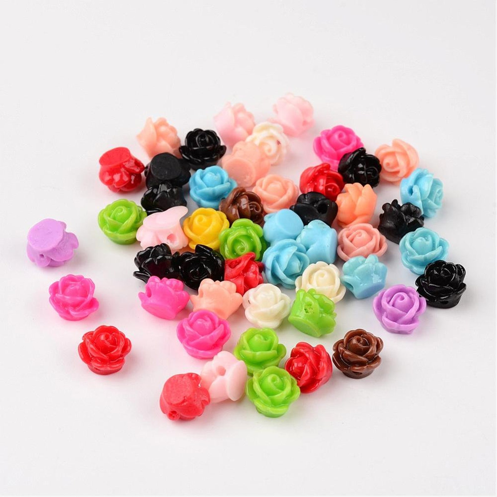 Resin Flower Beads Assorted Beads Rose Beads 9mm Beads 9mm Etsy