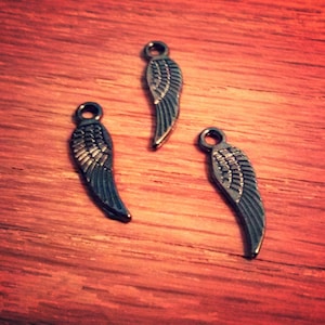 Angel Wing Charms Black Gunmetal 17mm Angel Wings Double Sided Angel Wings Wholesale Charms Black Charms 10pcs