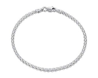 Sterling Bracelet Chain Bismark Chain Bracelet Silver Bracelet Blank Silver Chain 2.2mm 7 Inch Bracelet 7.5" 8 Inch Bracelet Wholesale