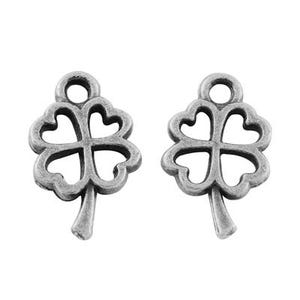 Shamrock-berlocker Klöverberlocker Fyrklöverberlocker i förgyllt silver Klöverberlocker Klöverhängen Hjärtklöverberlock Lycka-berlocker 10 st bild 2